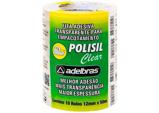 Fita Adesiva Polisil Clear 12mm x 50m (10 rolos)